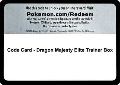 Image for Code Card - Dragon Majesty Elite Trainer Box - Pokemon