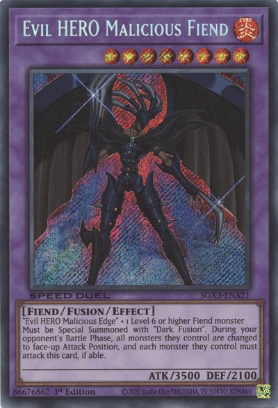 Image for Evil HERO Malicious Fiend (Secret Rare) (Speed Duel GX: Duelists of Shadows) (SGX3-ENA21) - YuGiOh