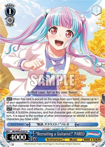 Image for "Recruiting a Guitarist!" PAREO (BanG Dream! Girls Band Party! 5th Anniversary) (BD/W95-E101 U) - Weiss Schwarz