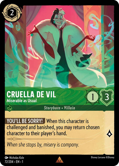 Image for Cruella de Vil - Miserable as Usual (The First Chapter) (72/204) - Disney Lorcana