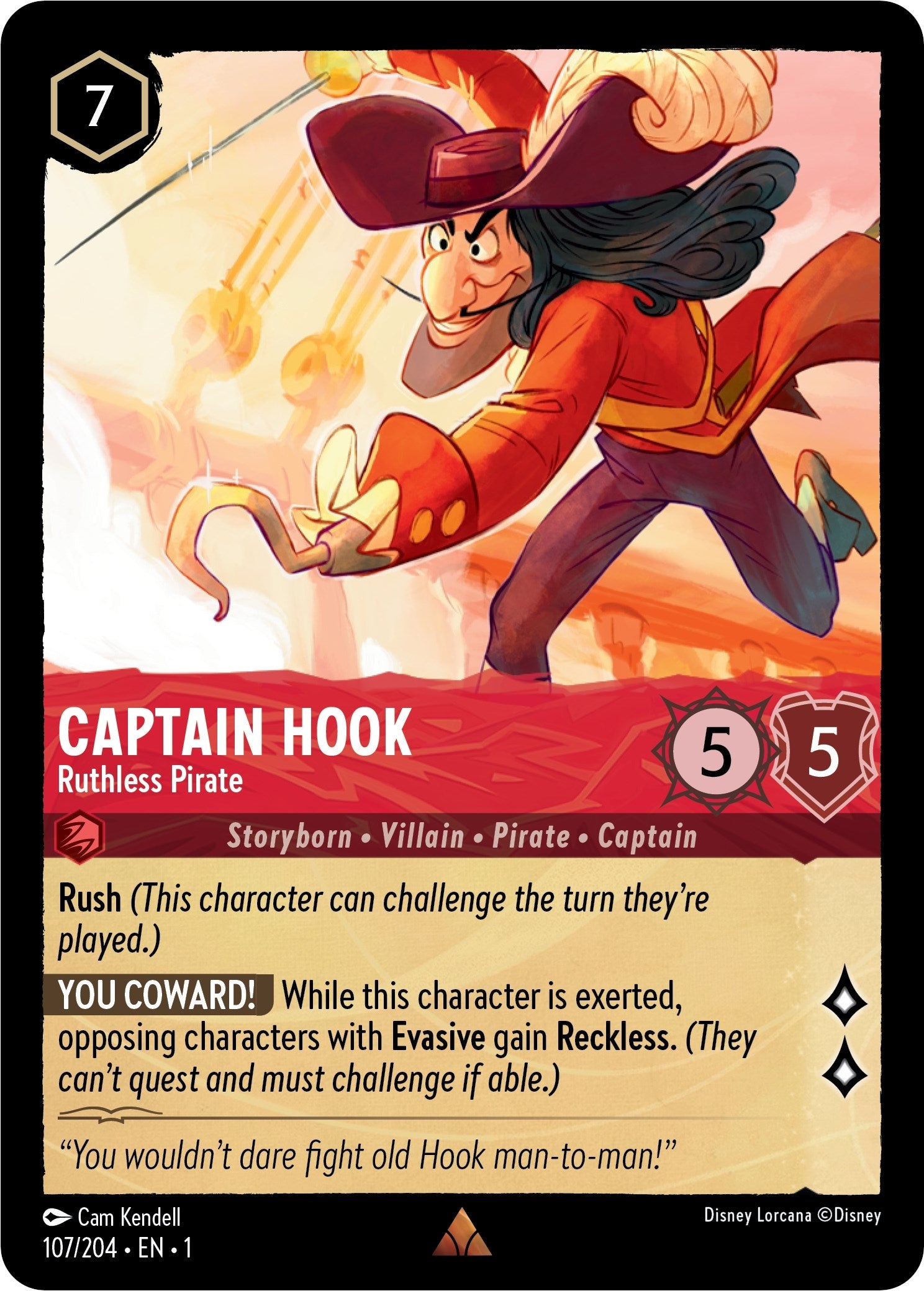 Image for Captain Hook - Ruthless Pirate (The First Chapter) (107/204) - Disney Lorcana