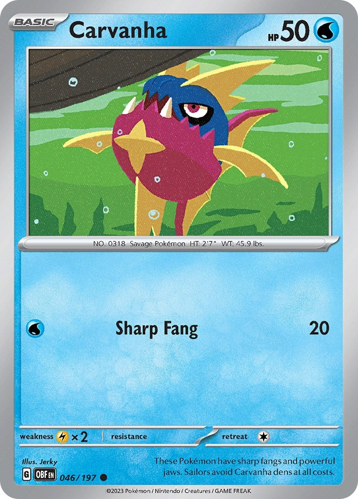 Image for Carvanha (SV03: Obsidian Flames) (046/197) - Pokemon