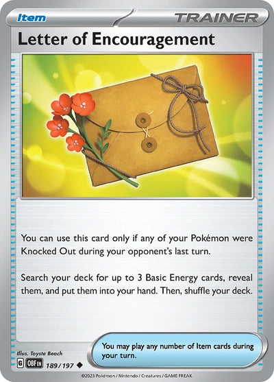 Image for Letter of Encouragement (SV03: Obsidian Flames) (189/197) - Pokemon