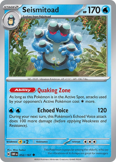 Image for Seismitoad (SV03: Obsidian Flames) (052/197) - Pokemon