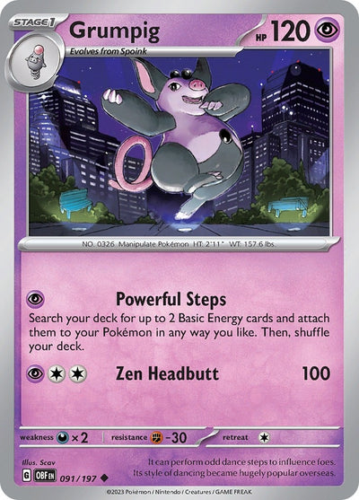 Image for Grumpig (SV03: Obsidian Flames) (091/197) - Pokemon