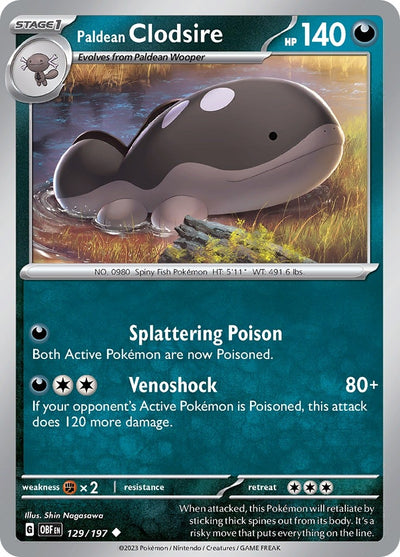 Image for Paldean Clodsire (SV03: Obsidian Flames) (129/197) - Pokemon
