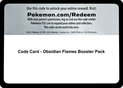 Image for Code Card - Obsidian Flames Booster Pack - Pokemon