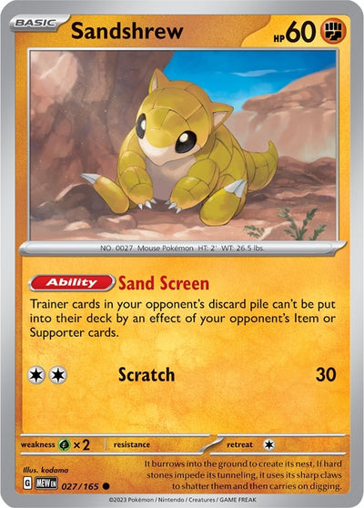 Image for Sandshrew (SV: Scarlet & Violet 151) (027/165) - Pokemon