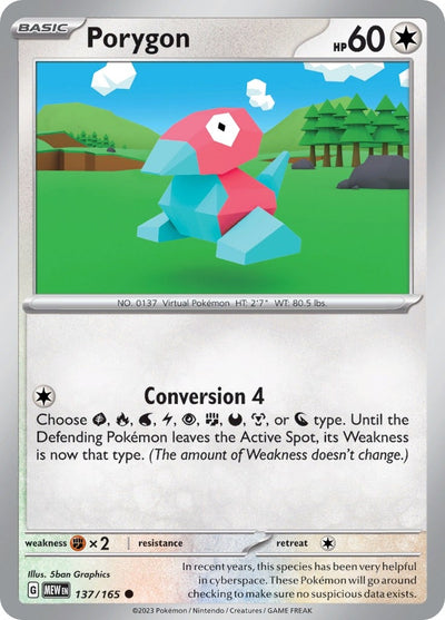 Image for Porygon (SV: Scarlet & Violet 151) (137/165) - Pokemon