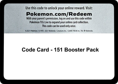 Image for Code Card - 151 Booster Pack - Pokemon