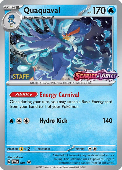 Image for Quaquaval - 005 (Prerelease) [Staff] (SV: Scarlet & Violet Promo Cards) (005) - Pokemon