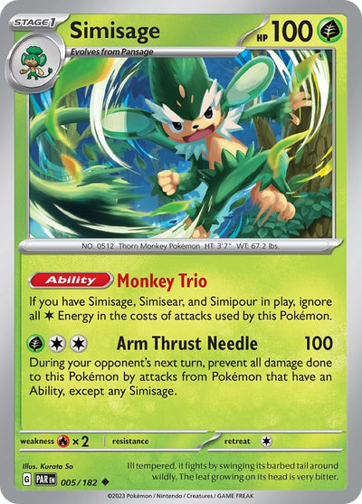 Image for Simisage (SV04: Paradox Rift) (005/182) - Pokemon