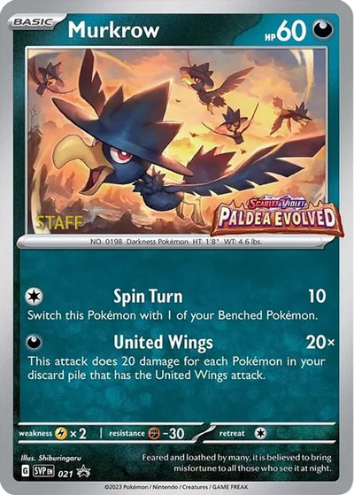 Image for Murkrow - 021 (Prerelease) [Staff] (SV: Scarlet & Violet Promo Cards) (021) - Pokemon