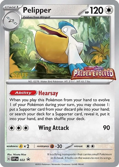 Image for Pelipper - 022 (Prerelease) [Staff] (SV: Scarlet & Violet Promo Cards) (022) - Pokemon