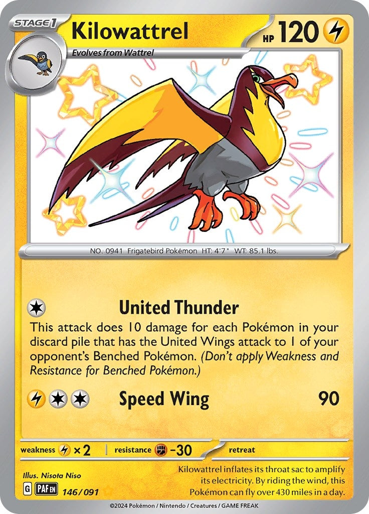 Image for Kilowattrel (SV: Paldean Fates) (146/091) - Pokemon