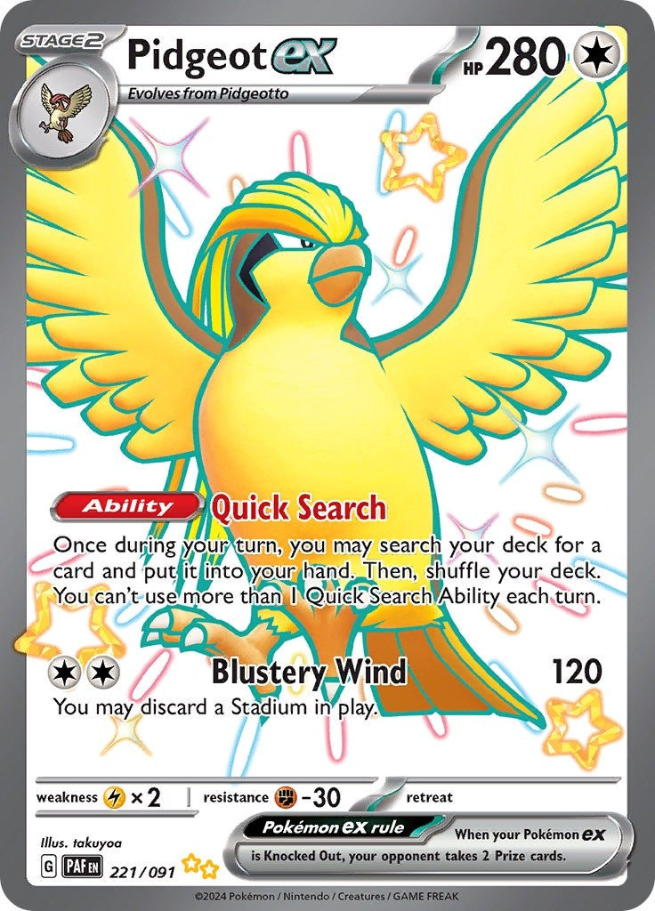 Image for Pidgeot ex (SV: Paldean Fates) (221/091) - Pokemon