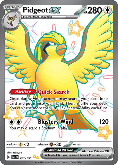 Image for Pidgeot ex (SV: Paldean Fates) (221/091) - Pokemon