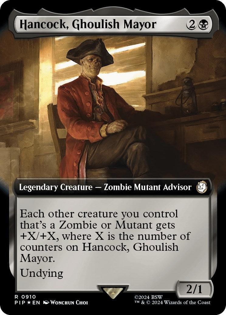 Hancock, Ghoulish Mayor (Extended Art) (Surge Foil) (Universes Beyond: Fallout) (910)