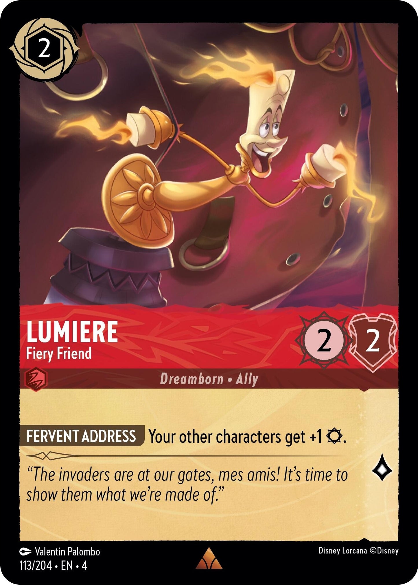 Image for Lumiere - Fiery Friend (Ursula's Return) (113/204) - Disney Lorcana