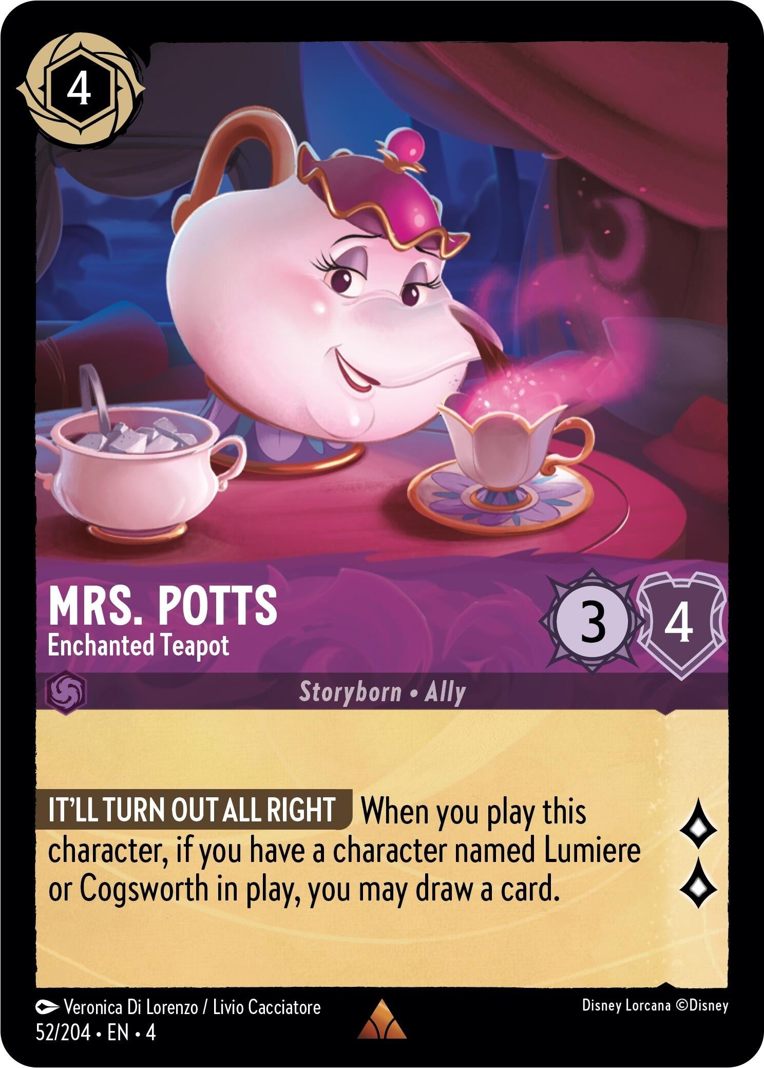 Image for Mrs. Potts - Enchanted Teapot (Ursula's Return) (52/204) - Disney Lorcana