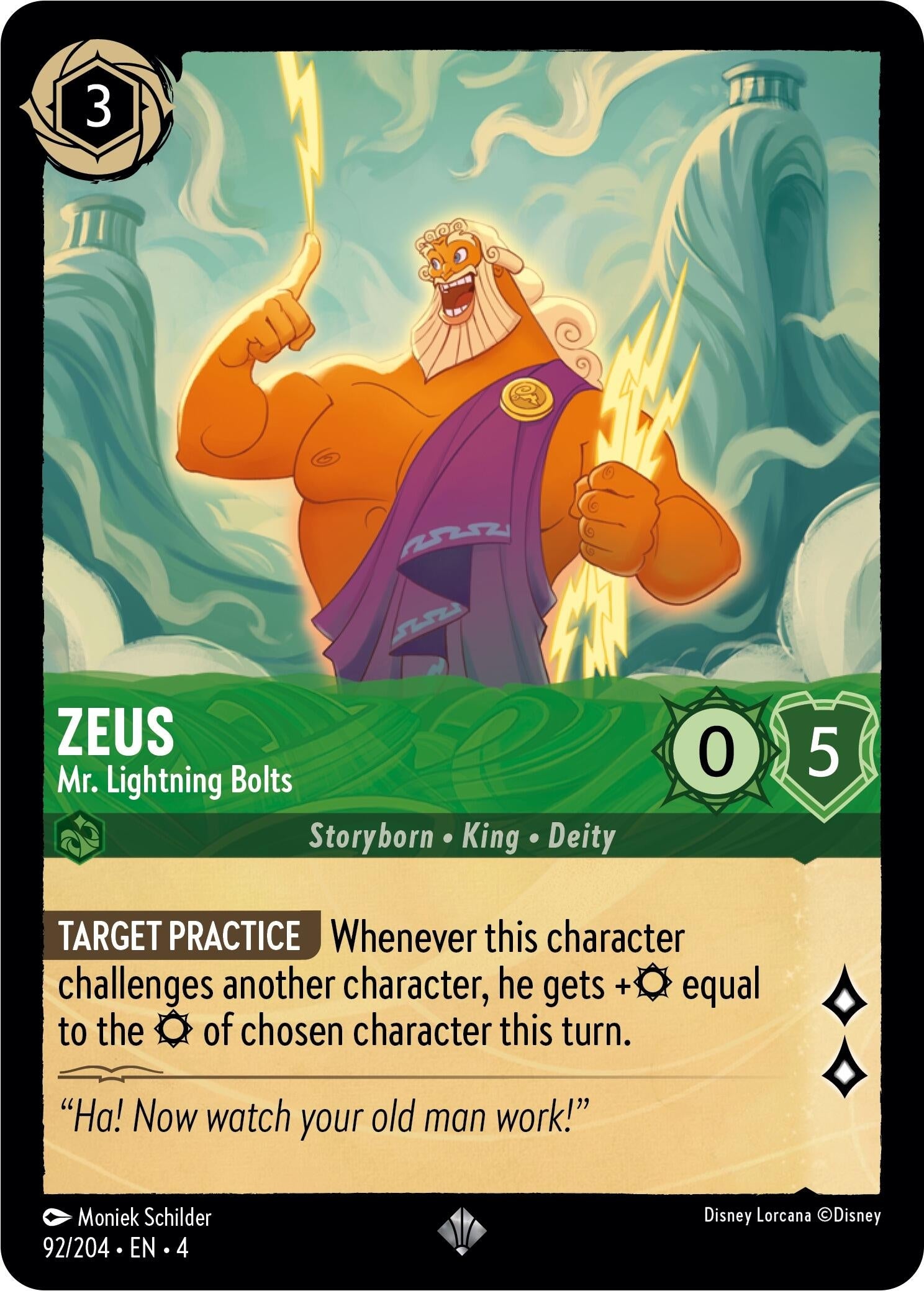 Image for Zeus - Mr. Lightning Bolts (Ursula's Return) (92/204) - Disney Lorcana