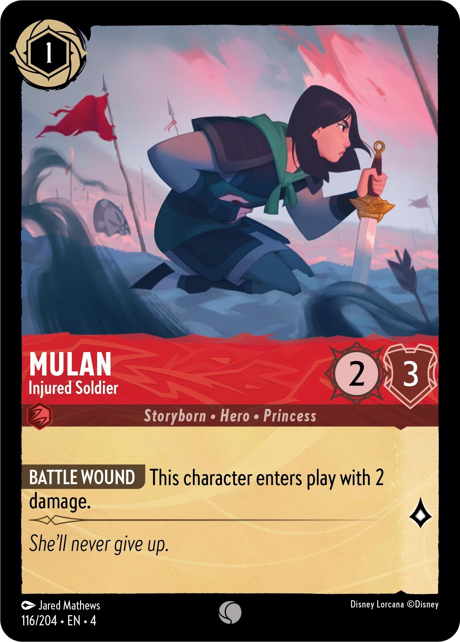 Image for Mulan - Injured Soldier (Ursula's Return) (116/204) - Disney Lorcana