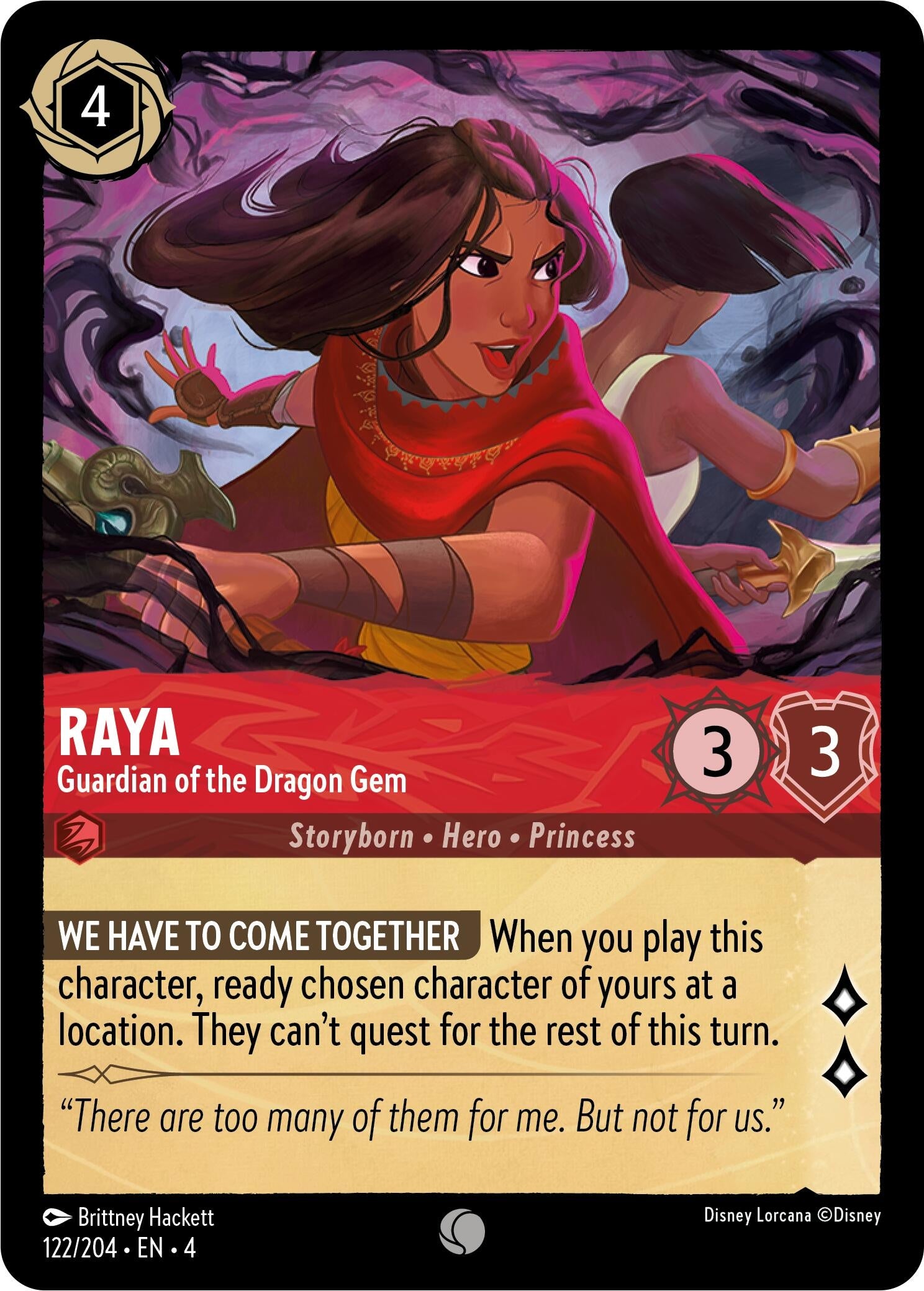 Image for Raya - Guardian of the Dragon Gem (Ursula's Return) (122/204) - Disney Lorcana