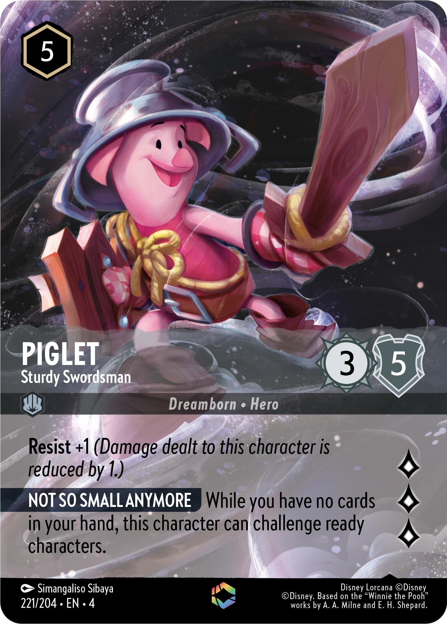 Image for Piglet - Sturdy Swordsman (Enchanted) (Ursula's Return) (221/204) - Disney Lorcana