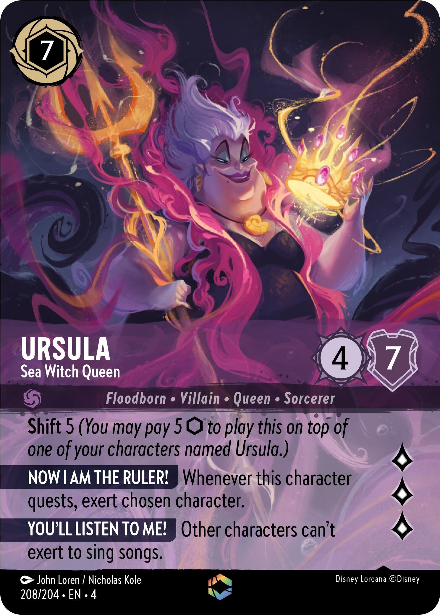 Image for Ursula - Sea Witch Queen (Enchanted) (Ursula's Return) (208/204) - Disney Lorcana