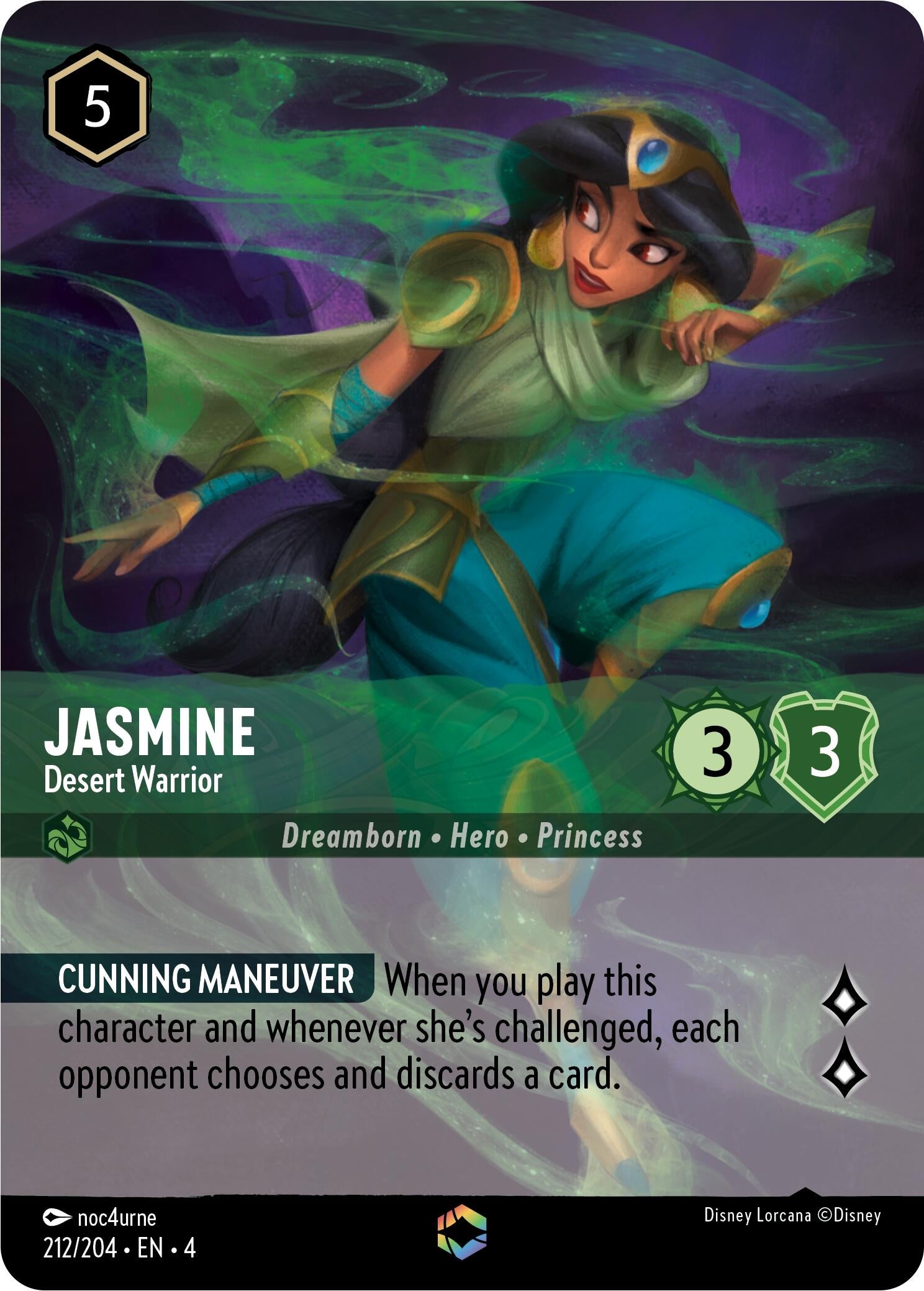 Image for Jasmine - Desert Warrior (Enchanted) (Ursula's Return) (212/204) - Disney Lorcana