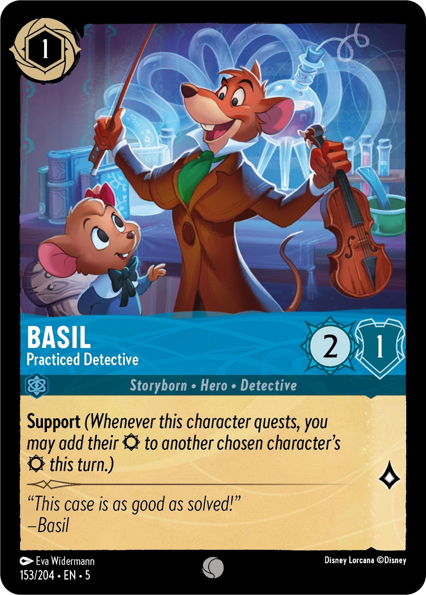 Image for Basil - Practiced Detective (Shimmering Skies) (153/204) - Disney Lorcana