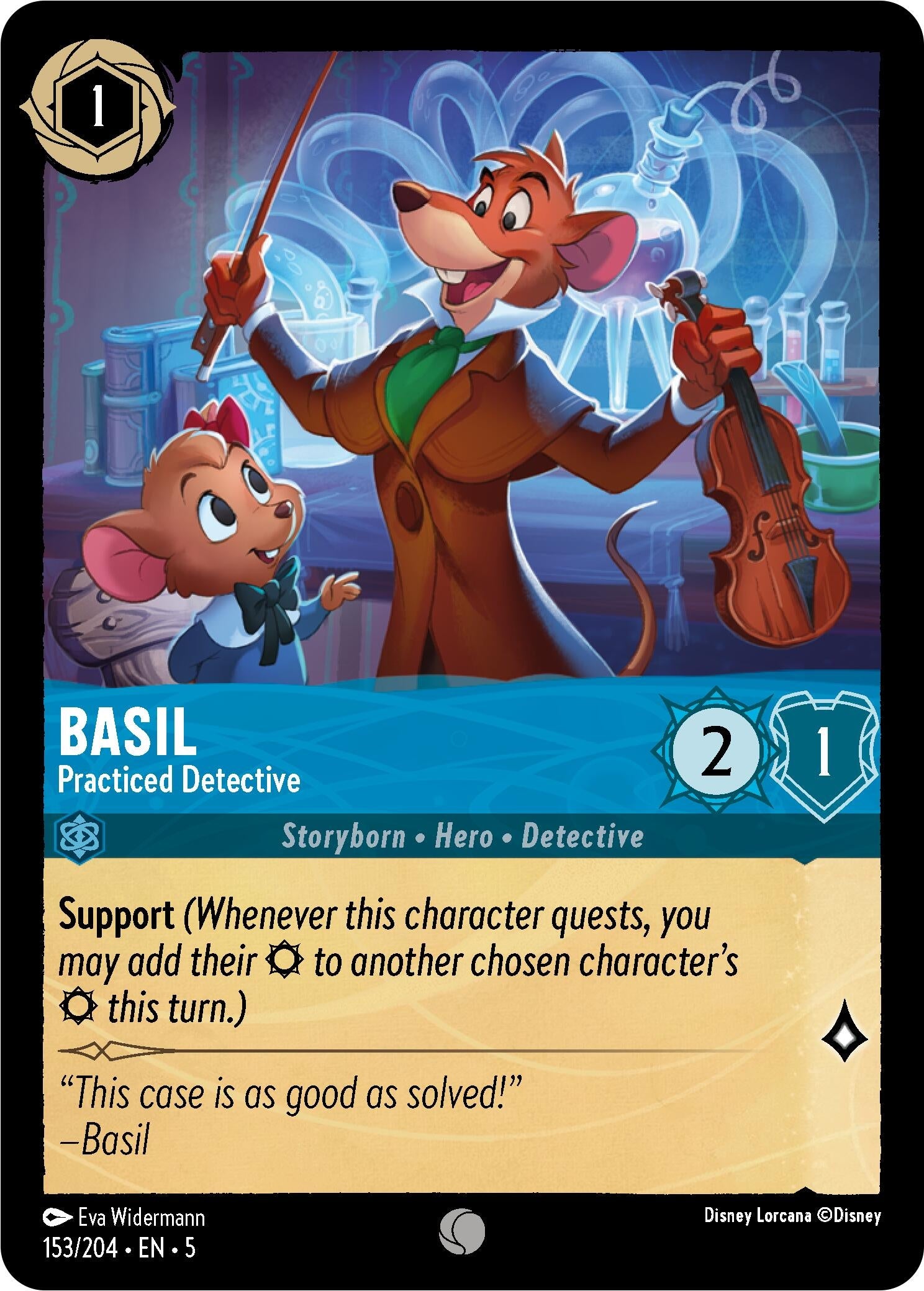 Image for Basil - Practiced Detective (Shimmering Skies) (153/204) - Disney Lorcana