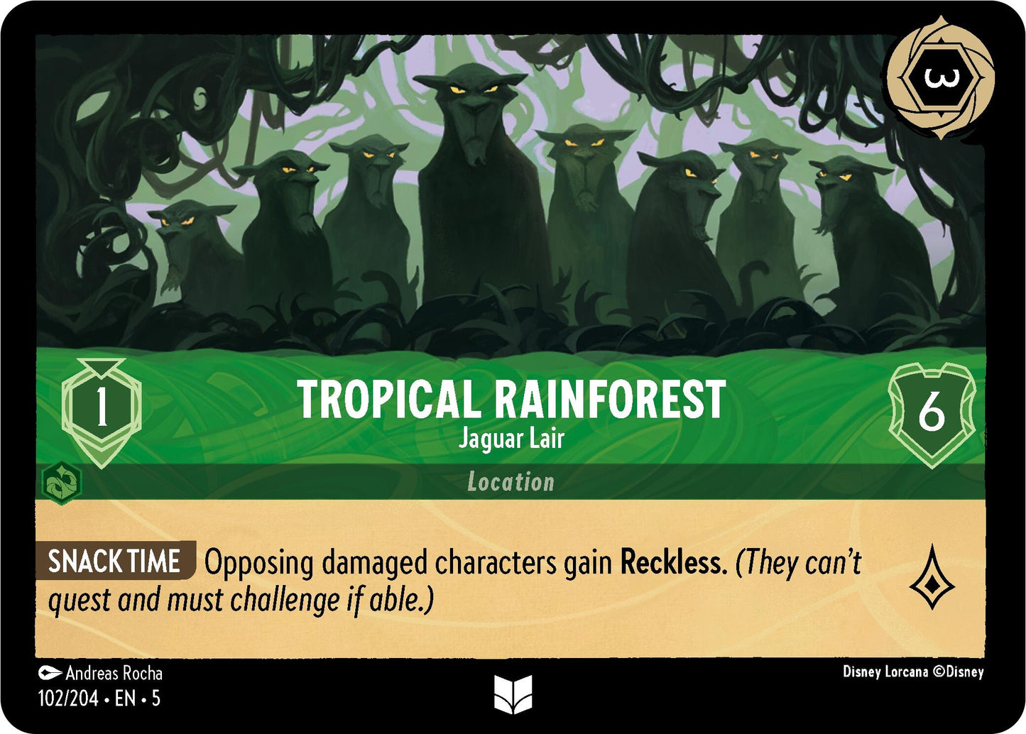 Image for Tropical Rainforest - Jaguar Lair (Shimmering Skies) (102/204) - Disney Lorcana
