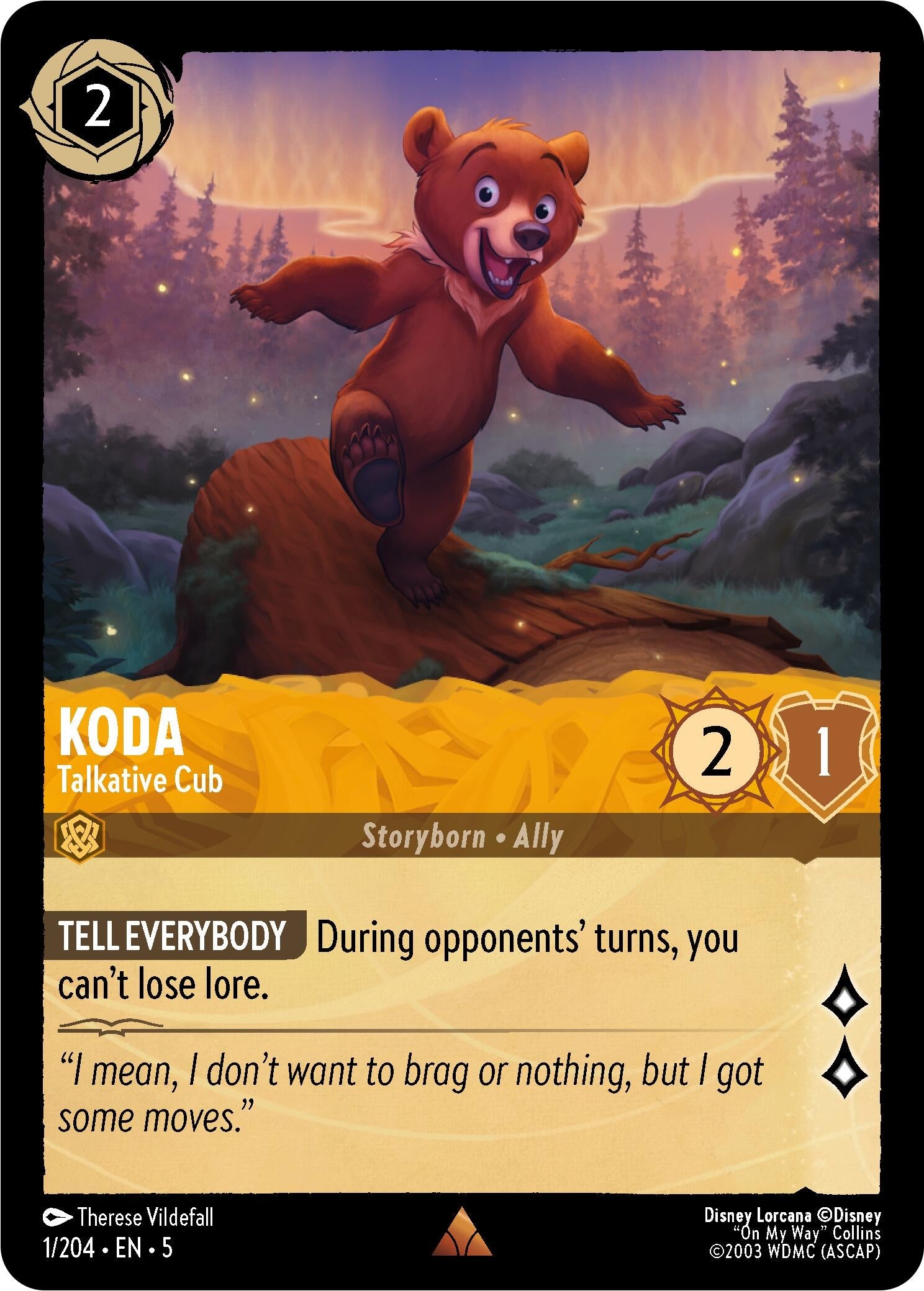 Image for Koda - Talkative Cub (Shimmering Skies) (1/204) - Disney Lorcana