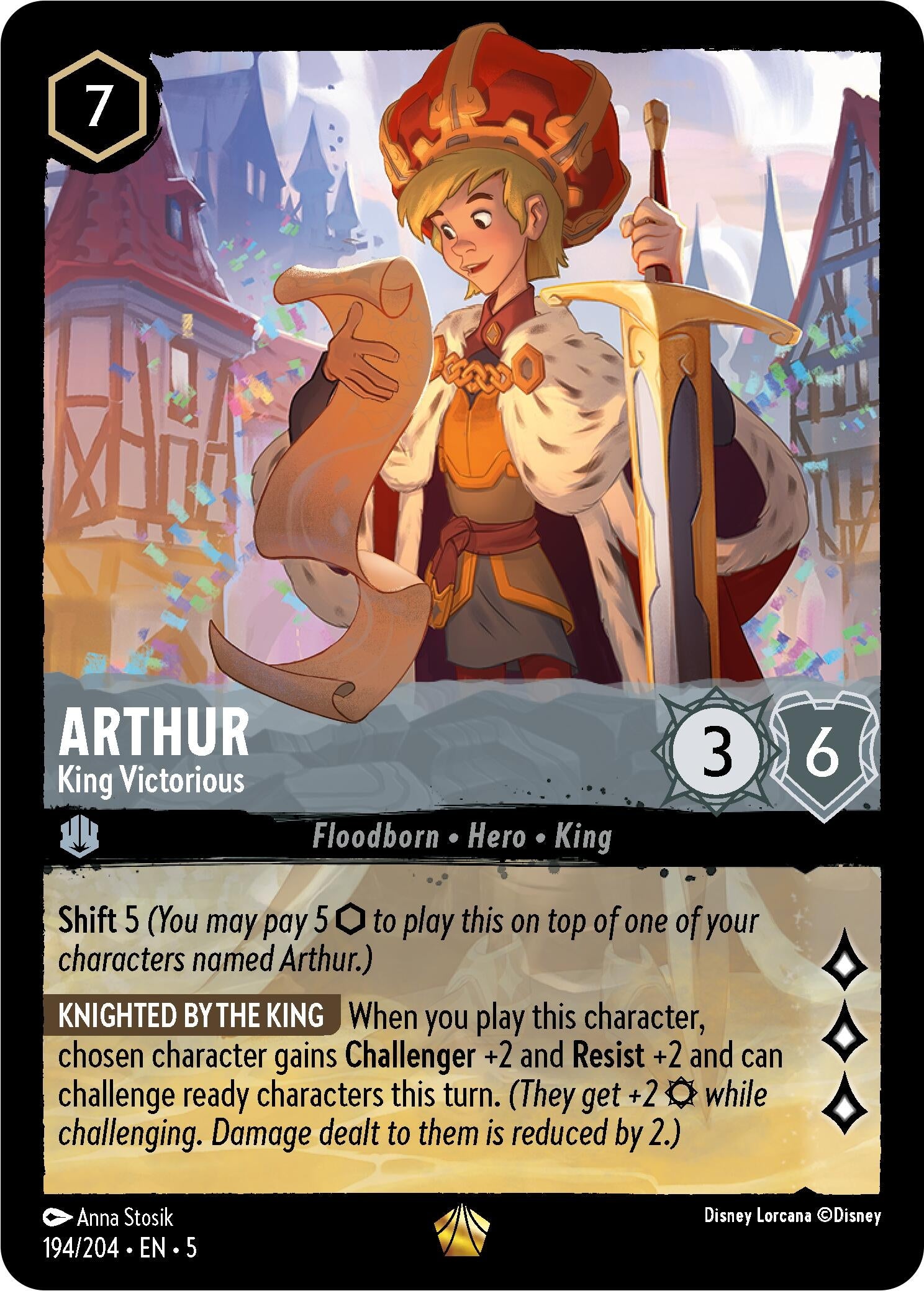 Image for Arthur - King Victorious (Shimmering Skies) (194/204) - Disney Lorcana