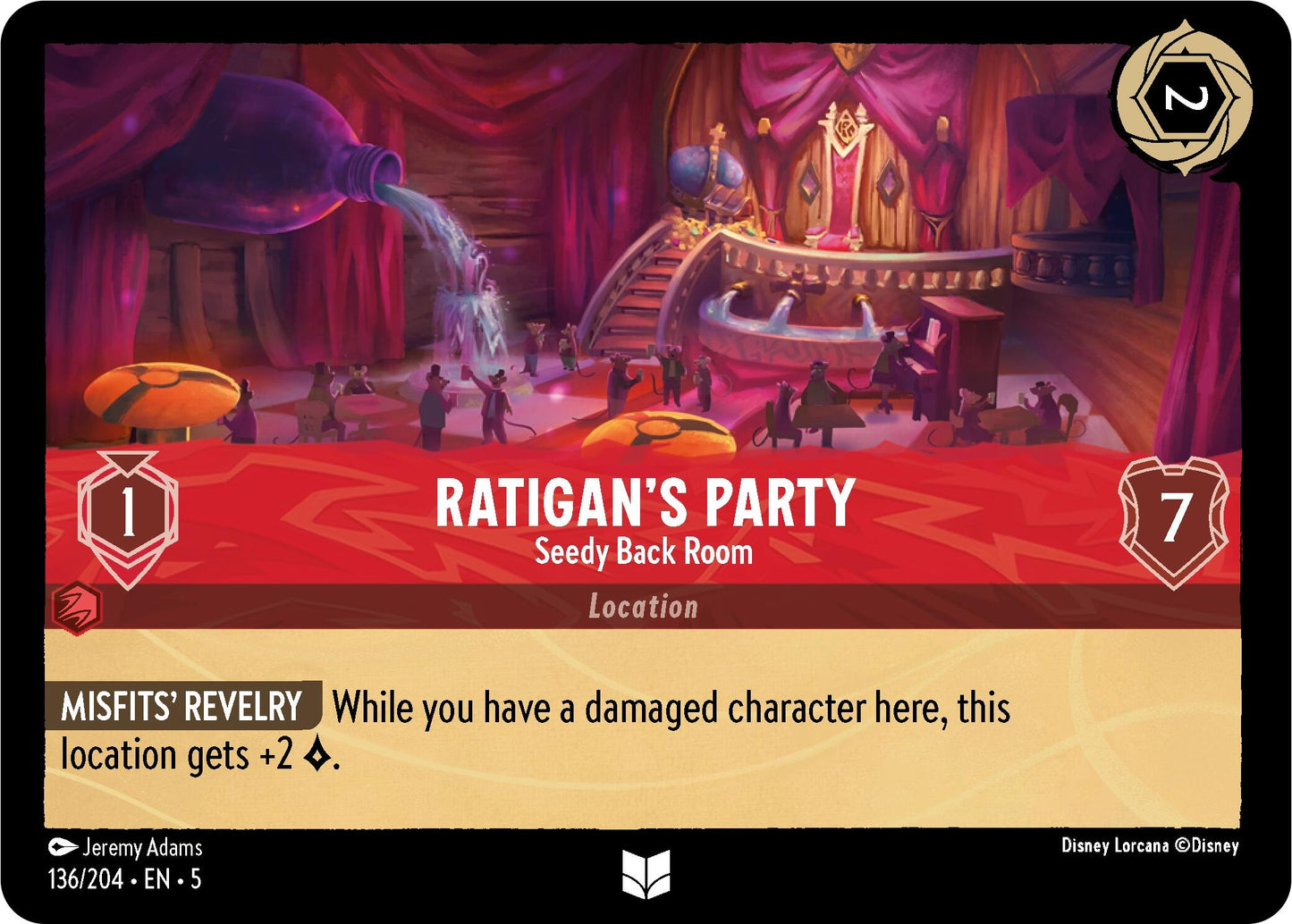 Image for Ratigan's Party - Seedy Back Room (Shimmering Skies) (136/204) - Disney Lorcana