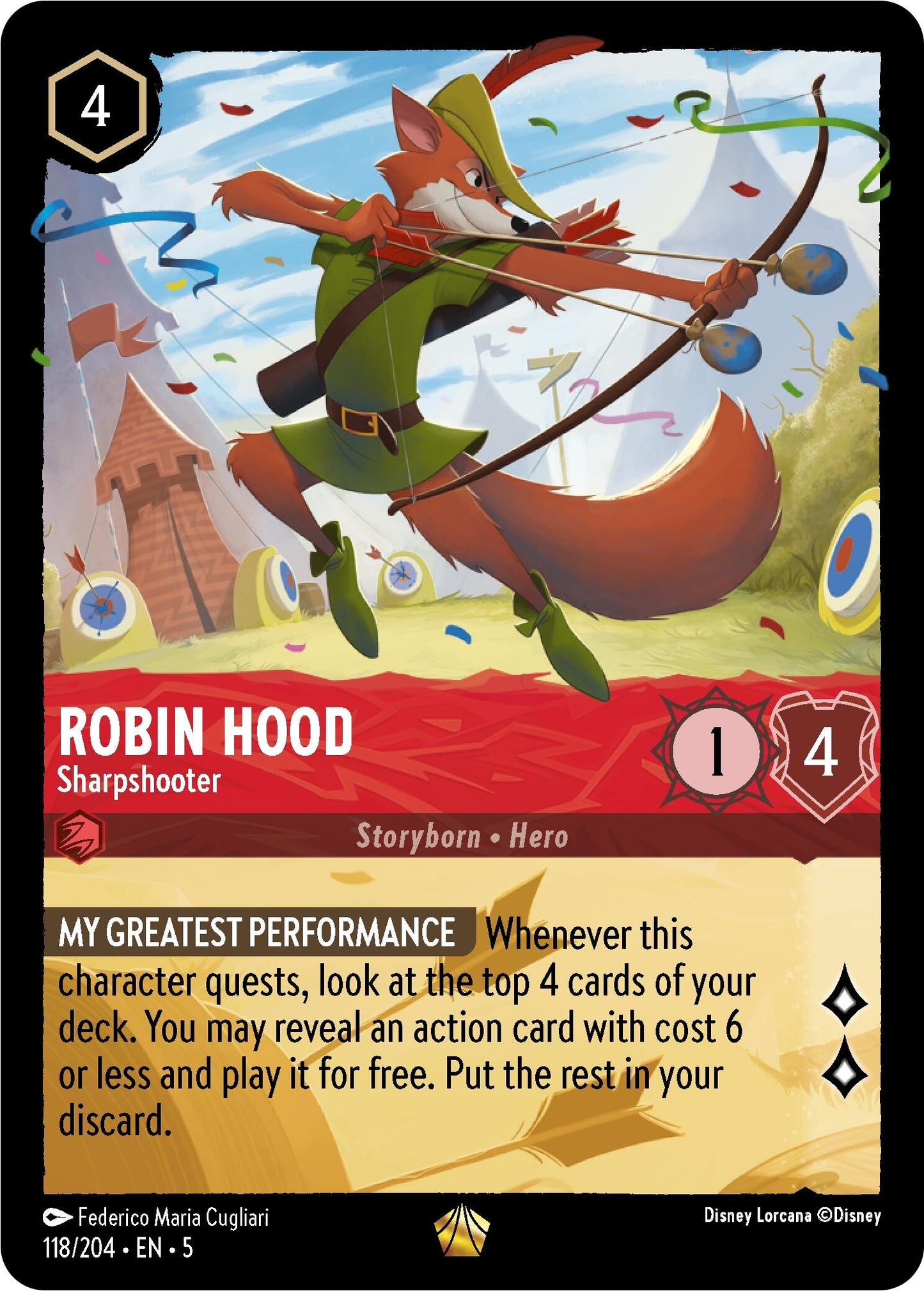 Image for Robin Hood - Sharpshooter (Shimmering Skies) (118/204) - Disney Lorcana