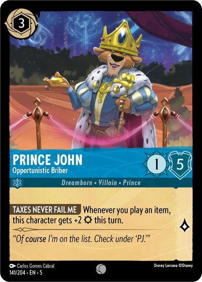 Image for Prince John - Opportunistic Briber (Shimmering Skies) (141/204) - Disney Lorcana