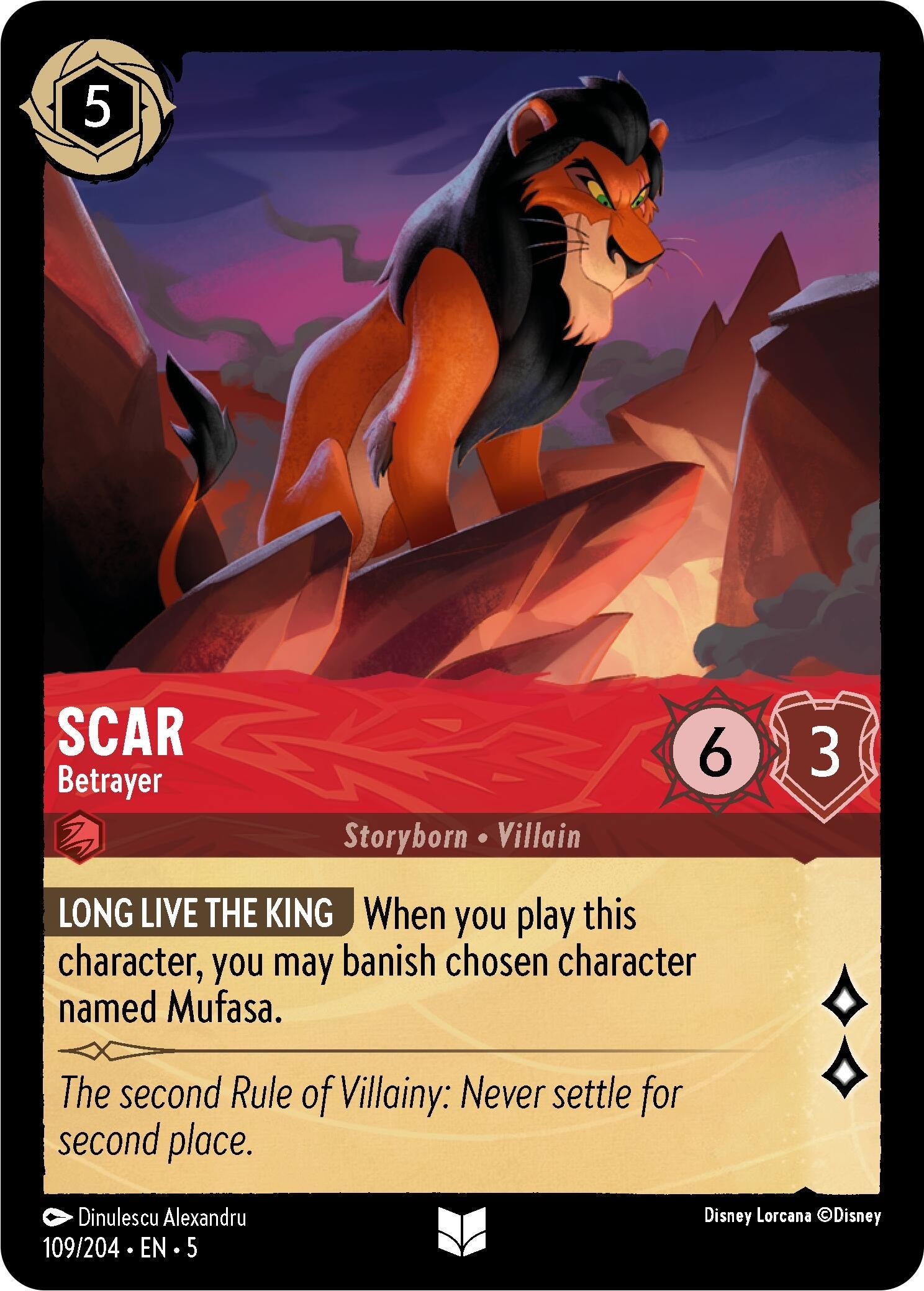Image for Scar - Betrayer (Shimmering Skies) (109/204) - Disney Lorcana