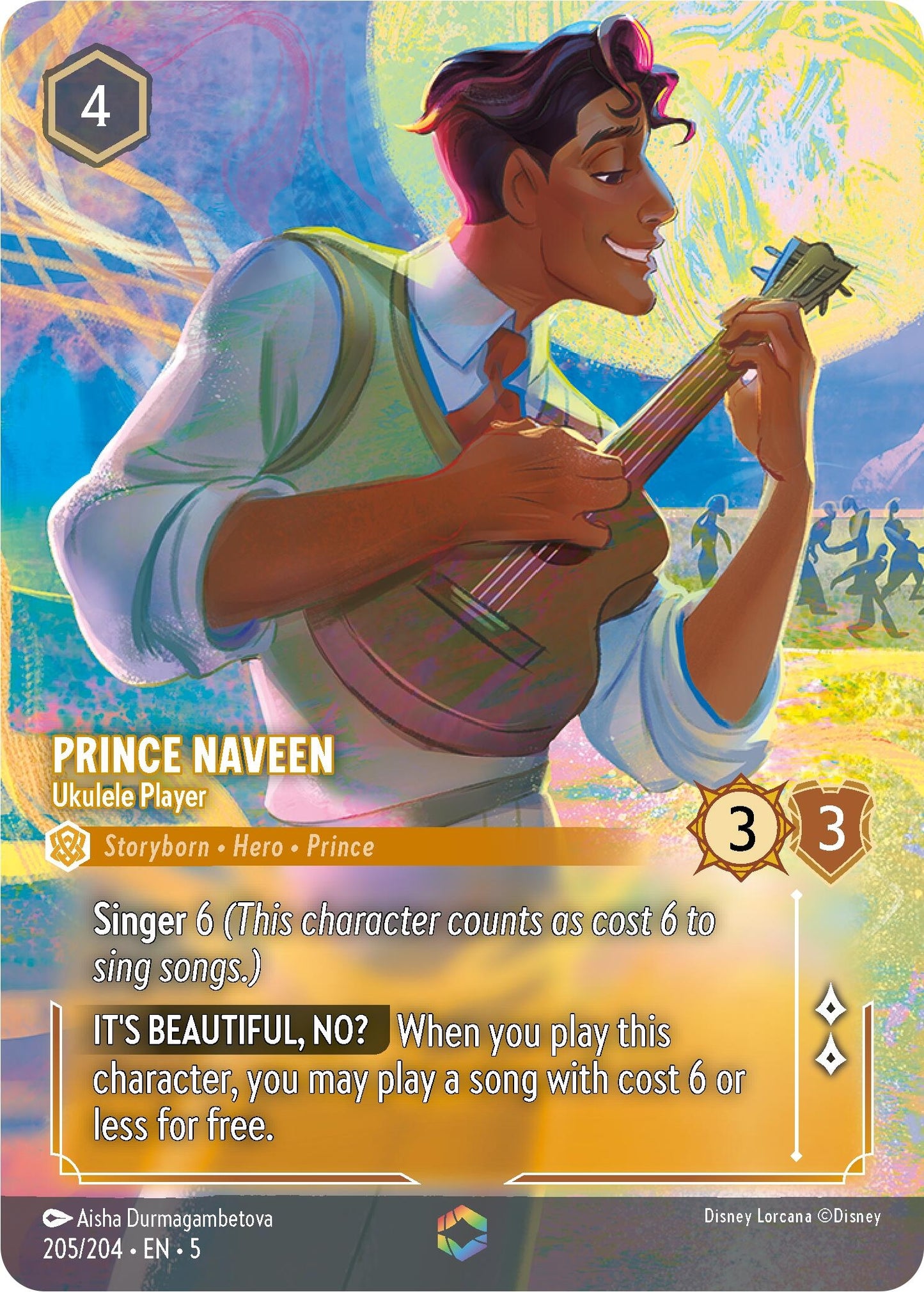 Image for Prince Naveen - Ukulele Player (Enchanted) (Shimmering Skies) (205/204) - Disney Lorcana