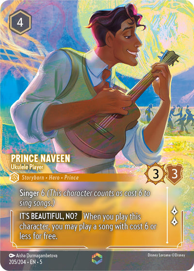 Image for Prince Naveen - Ukulele Player (Enchanted) (Shimmering Skies) (205/204) - Disney Lorcana