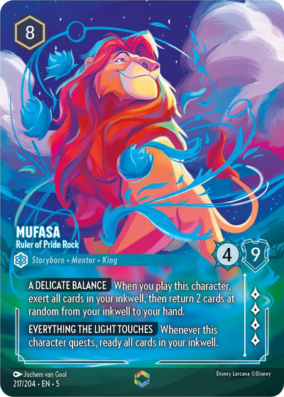 Image for Mufasa - Ruler of Pride Rock (Enchanted) (Shimmering Skies) (217/204) - Disney Lorcana