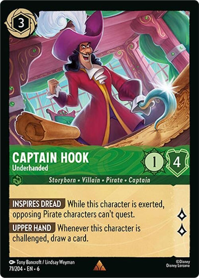 Image for Captain Hook - Underhanded (Azurite Sea) (71/204) - Disney Lorcana