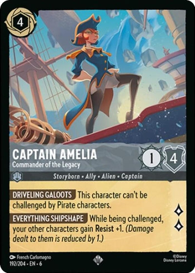 Image for Captain Amelia - Commander of the Legacy (Azurite Sea) (192/204) - Disney Lorcana