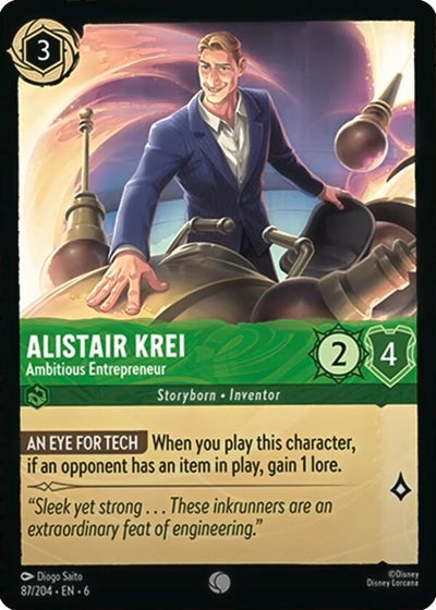 Image for Alistair Krei - Ambitious Entrepreneur (Azurite Sea) (87/204) - Disney Lorcana