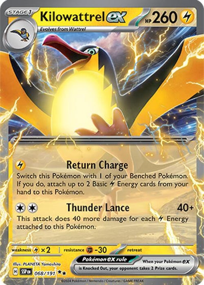 Image for Kilowattrel ex (SV08: Surging Sparks) (068/191) - Pokemon