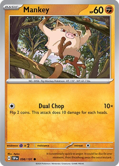 Image for Mankey (SV08: Surging Sparks) (098/191) - Pokemon