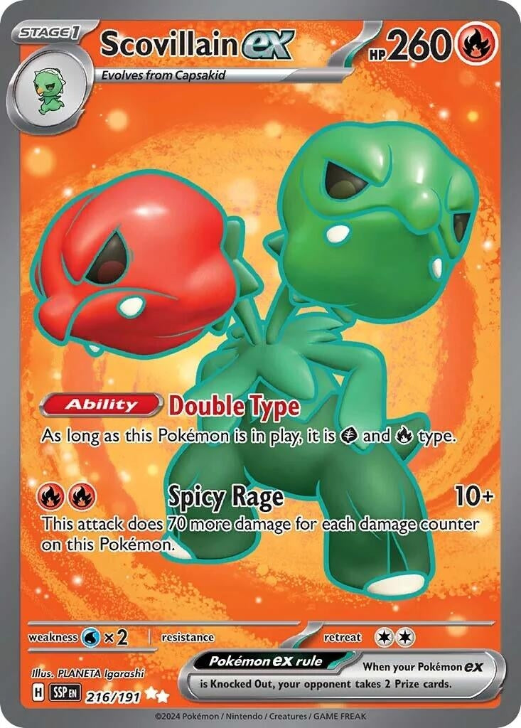 Image for Scovillain ex (SV08: Surging Sparks) (216/191) - Pokemon