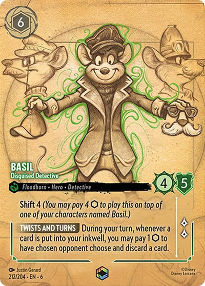 Image for Basil - Disguised Detective (Enchanted) (Azurite Sea) (212/204) - Disney Lorcana