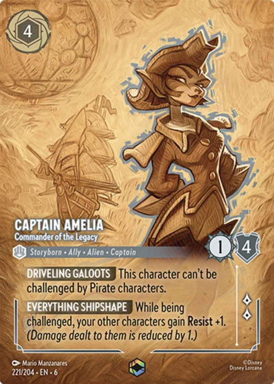 Image for Captain Amelia - Commander of the Legacy (Enchanted) (Azurite Sea) (221/204) - Disney Lorcana